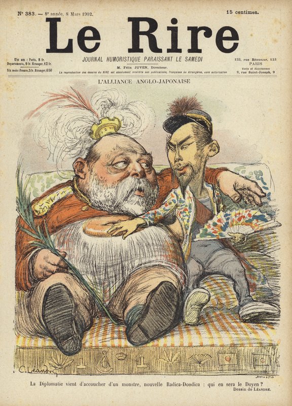 Sojusz anglo-japoński, ilustracja do Le Rire autorstwa Charles Leandre