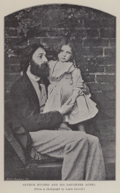 Arthur Hughes i jego córka Agnes (czarno-białe zdjęcie) autorstwa Charles Lutwidge Dodgson