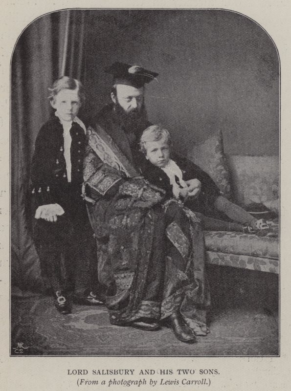 Lord Salisbury i jego dwaj synowie (zdjęcie czarno-białe) autorstwa Charles Lutwidge Dodgson