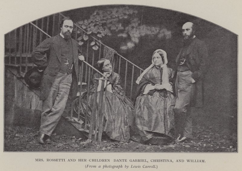Pani Rossetti i jej dzieci Dante Gabriel, Christina i William (zdjęcie czarno-białe) autorstwa Charles Lutwidge Dodgson