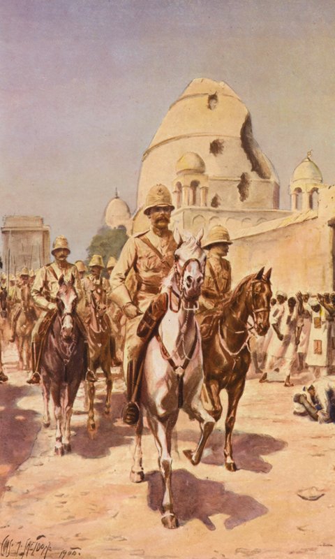 Kitchener pod Omdurmanem (kolorowa litografia) autorstwa Charles Mills (after) Sheldon