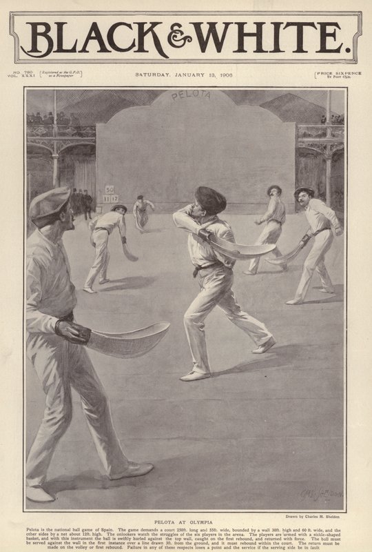 Baskijski sport pelota rozgrywany w Olimpii w Londynie (litho) autorstwa Charles Mills (after) Sheldon