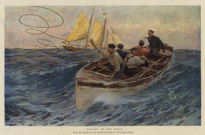 Odbieranie pilota (chromolitho) autorstwa Charles Murray (after) Padday