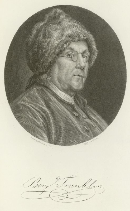 Benjamin Franklin autorstwa Charles Nicolas II Cochin
