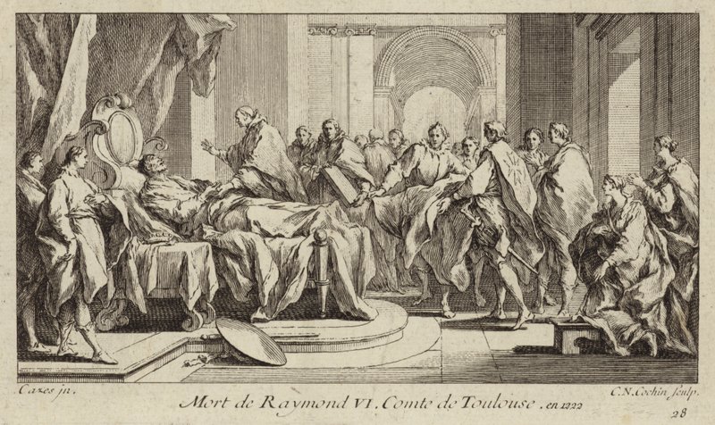 Śmierć Rajmunda VI, hrabiego Tuluzy autorstwa Charles Nicolas II Cochin