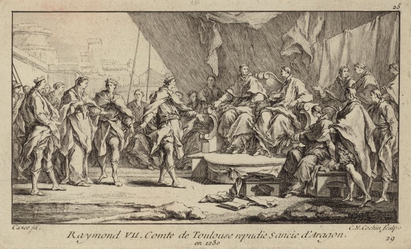 Rajmund VII, hrabia Tuluzy, wyrzeka się swojej żony, Sanchy z Aragonii autorstwa Charles Nicolas II Cochin