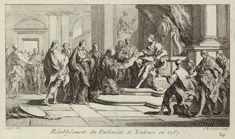 Ponowne ustanowienie parlamentu Tuluzy, Francja autorstwa Charles Nicolas II Cochin
