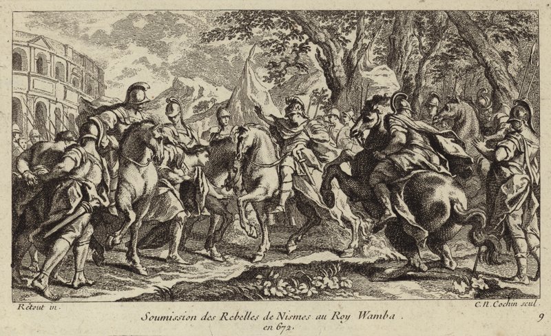 Poddanie buntowników z Nimes Wambie, królowi Wizygotów, 672 autorstwa Charles Nicolas II Cochin