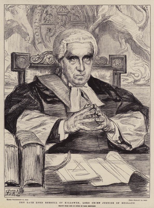 Zmarły Lord Russell of Killowen, Lord Chief Justice of England (lito) autorstwa Charles Paul (after) Renouard