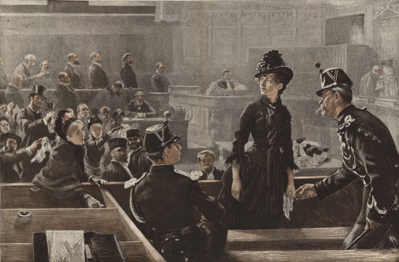 Uniewinniony, scena na paryskich sądach autorstwa Charles Paul Renouard