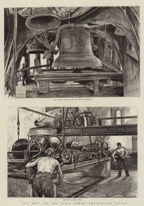 Big Ben i Wieża Zegarowa, Pałac Westminsterski autorstwa Charles Paul Renouard