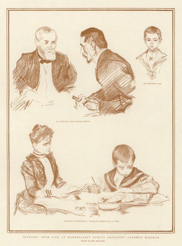 Szkice z życia w Rambouillet podczas wakacji prezydenta Loubeta autorstwa Charles Paul Renouard