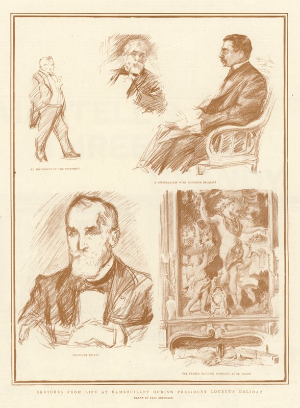 Szkice z życia w Rambouillet podczas wakacji prezydenta Loubeta autorstwa Charles Paul Renouard