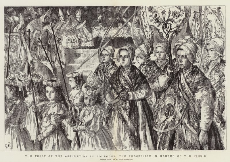 Święto Wniebowzięcia w Boulogne, procesja ku czci Matki Boskiej autorstwa Charles Paul Renouard