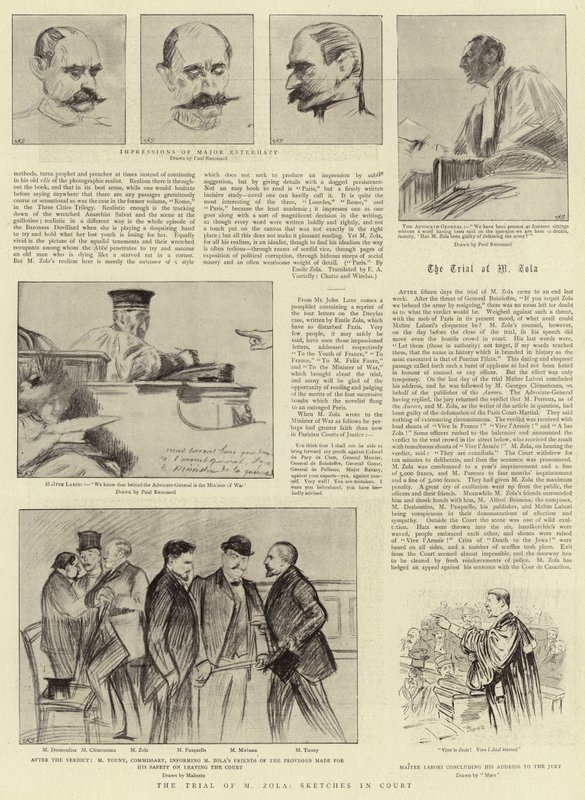 Proces M Zoli, Szkice na dworze autorstwa Charles Paul Renouard