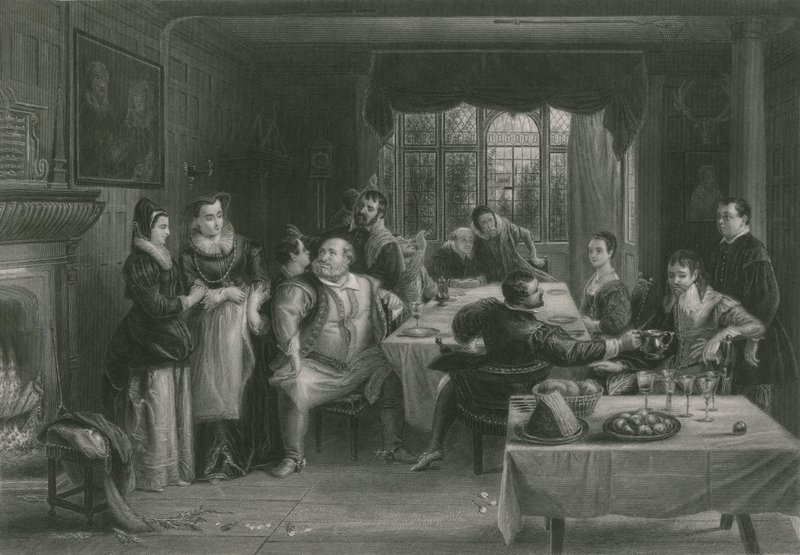 Falstaff i jego przyjaciele, wesołe żony Windsoru autorstwa Charles Robert Leslie