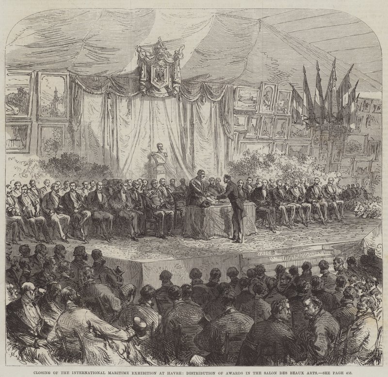 Zamknięcie Międzynarodowej Wystawy Morskiej w Hawrze, rozdanie nagród w Salon des Beaux Arts autorstwa Sir John Charles Robinson