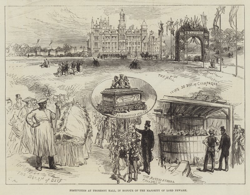 Uroczystości w Thoresby Hall na cześć większości lorda Newark autorstwa Sir John Charles Robinson