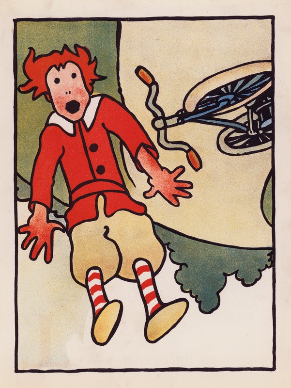 Nonsens: Wypadek rowerowy (kolorowa litografia) autorstwa Charles Robinson