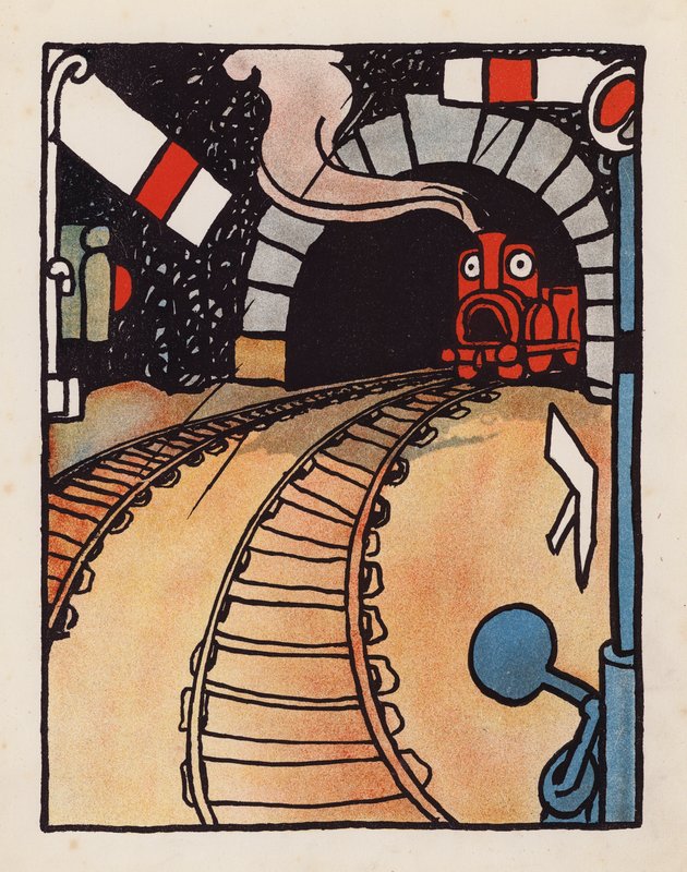 Nonsens: Silnik boi się wyjść w deszczu (kolorowa litografia) autorstwa Charles Robinson