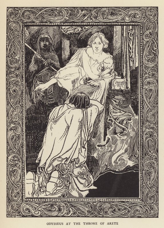 Odyseusz na tronie Arete autorstwa Sir John Charles Robinson