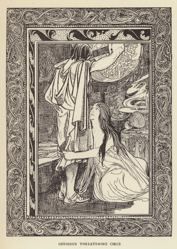 Odyseusz zagraża Kirke autorstwa Sir John Charles Robinson