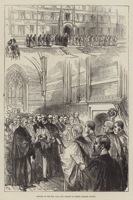 Otwarcie nowej sali i biblioteki Keble College w Oksfordzie autorstwa Sir John Charles Robinson