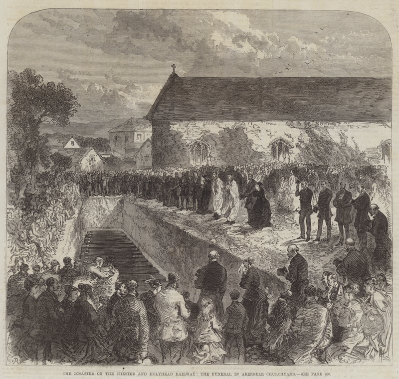 Katastrofa na Chester i Holyhead Railway, pogrzeb na cmentarzu w Abergele autorstwa Sir John Charles Robinson
