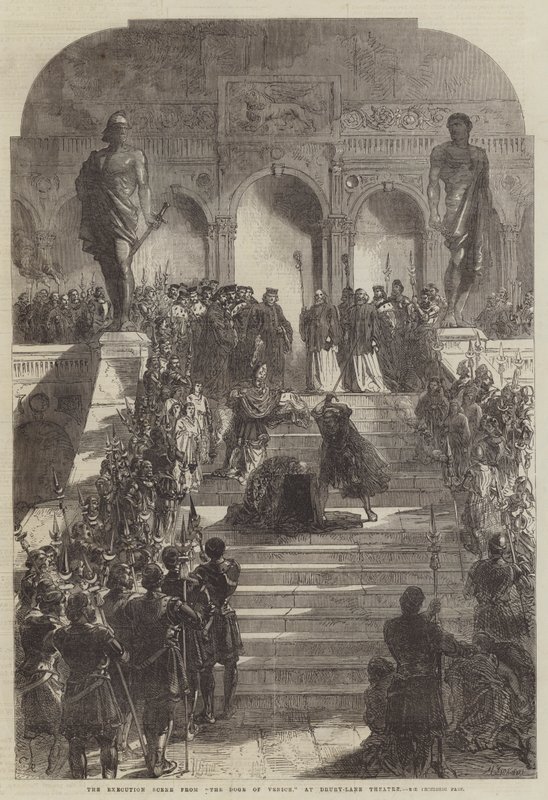 Scena egzekucji z Doża Wenecji, w teatrze Drury-Lane autorstwa Sir John Charles Robinson
