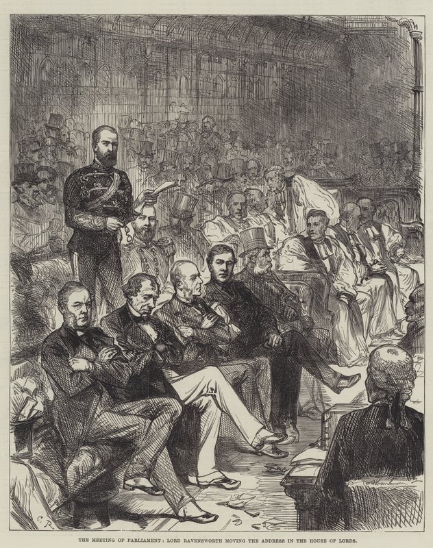 Spotkanie Parlamentu, Lord Ravensworth przenoszenie przemówienia w Izbie Lordów autorstwa Sir John Charles Robinson