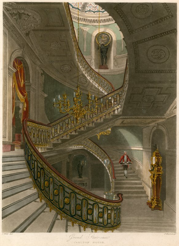 Wielka klatka schodowa, Carlton House, Londyn autorstwa Charles Wild