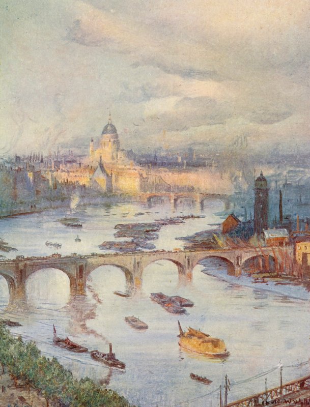 Londyńskie City widziane z National Liberal Club (kolorowa litografia) autorstwa Charles William Wyllie