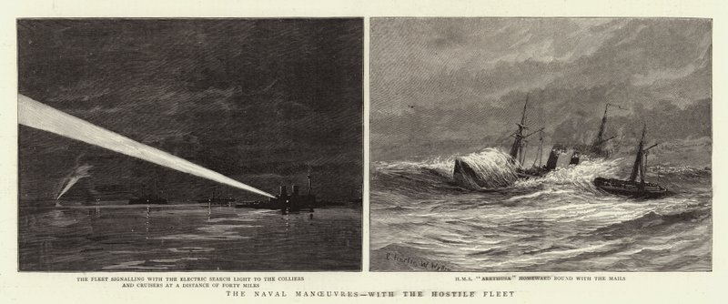 Manewry morskie z wrogą flotą autorstwa Charles William Wyllie