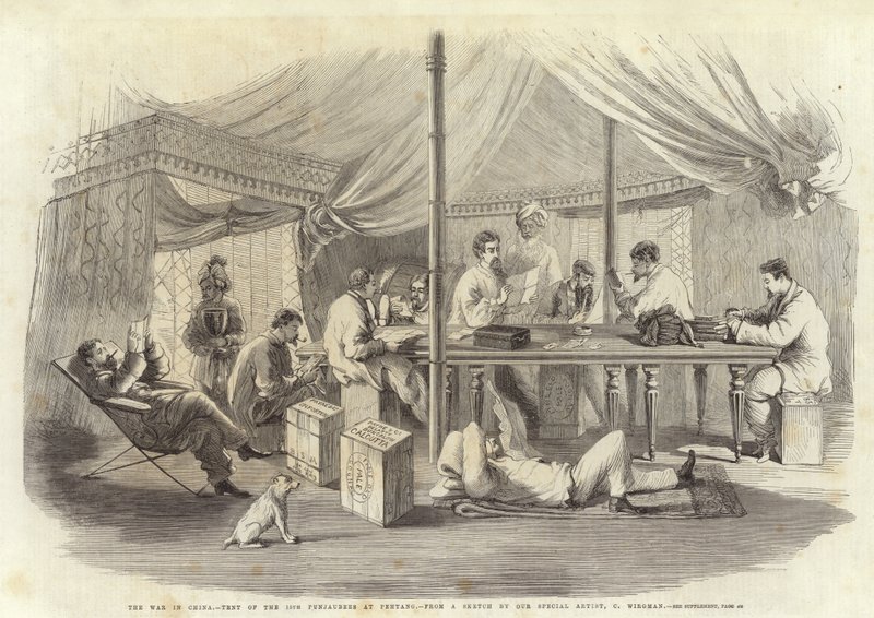 Wojna w Chinach - Namiot XV Punjaubees w Pehtang autorstwa Charles Wirgman