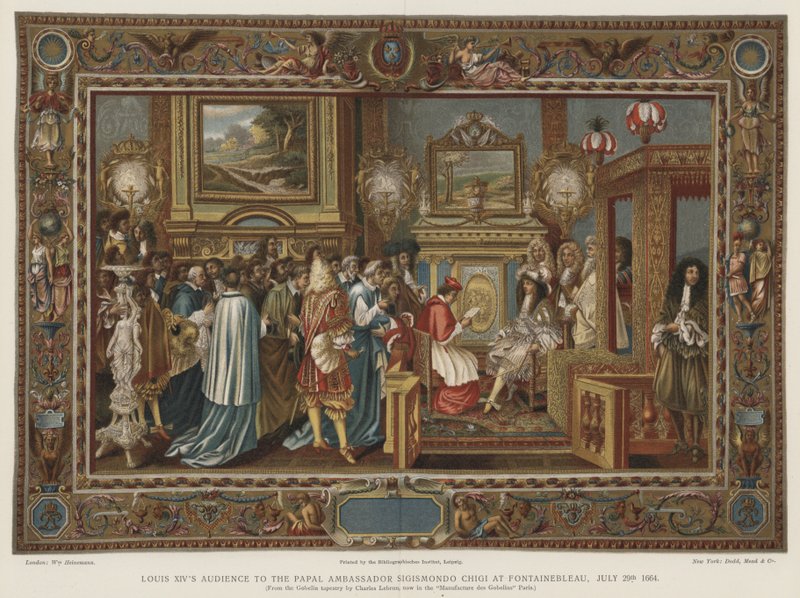 Audiencja Ludwika XIV u ambasadora papieskiego Sigismondo Chigi w Fontainebleau, 29 lipca 1664 autorstwa Charles after Le Brun