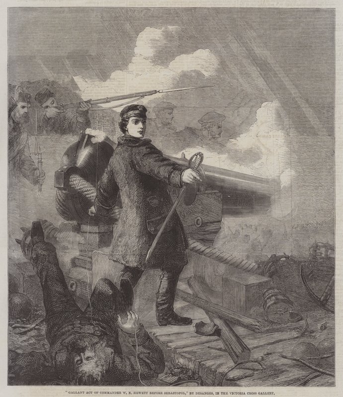 Waleczny akt dowódcy W N Hewetta przed Sewastopolu autorstwa Chevalier Louis William Desanges