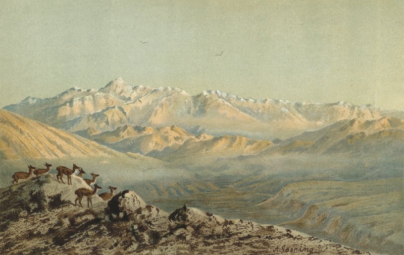 Pasmo Aconcagua na pograniczu Argentyny i Chile w Andach autorstwa Christian Anton Goering