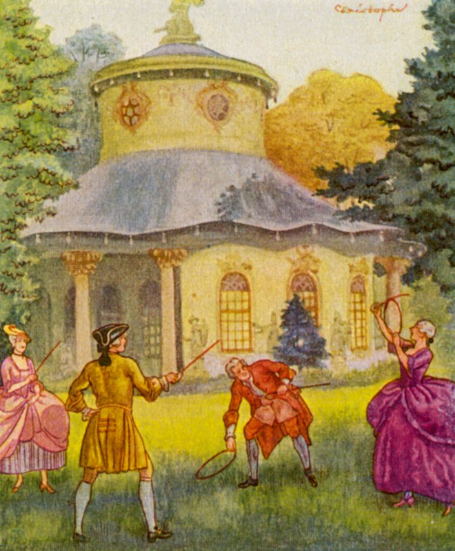 Chiński pawilon (kolorowa litografia) autorstwa Christophe (1856 1945)
