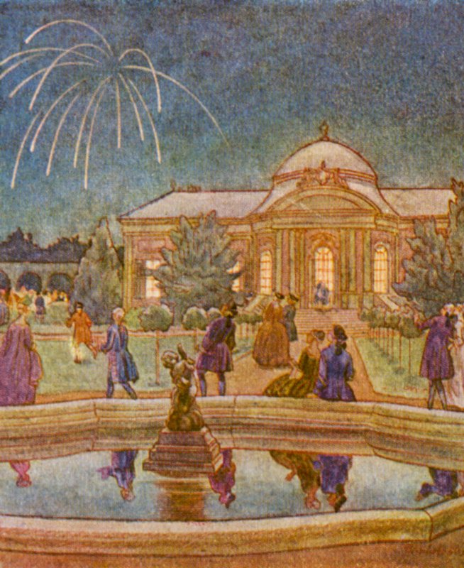 Feuerwerk / Fajerwerki (kolorowa litografia) autorstwa Christophe (1856 1945)