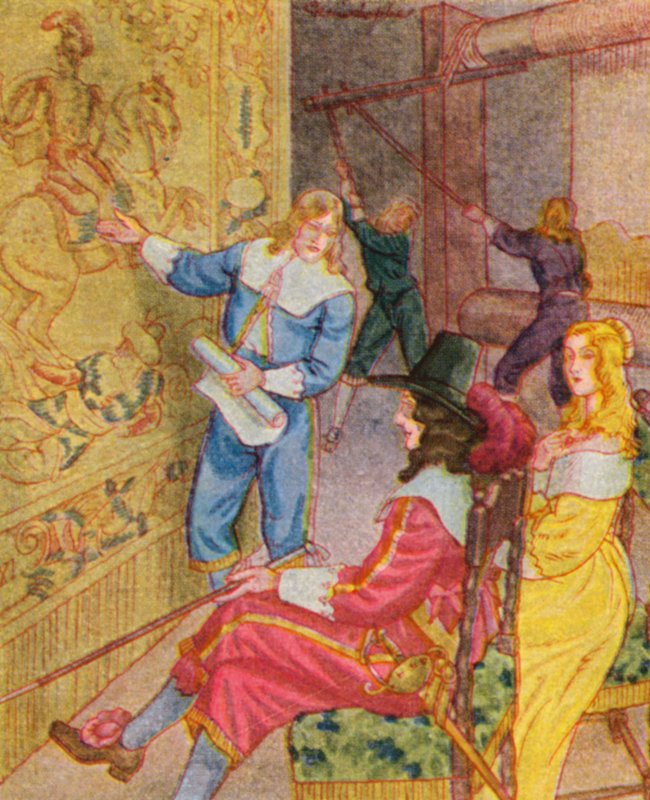 Gobelinwirkerei / Gobelin Weaving (kolorowa litografia) autorstwa Christophe (1856 1945)