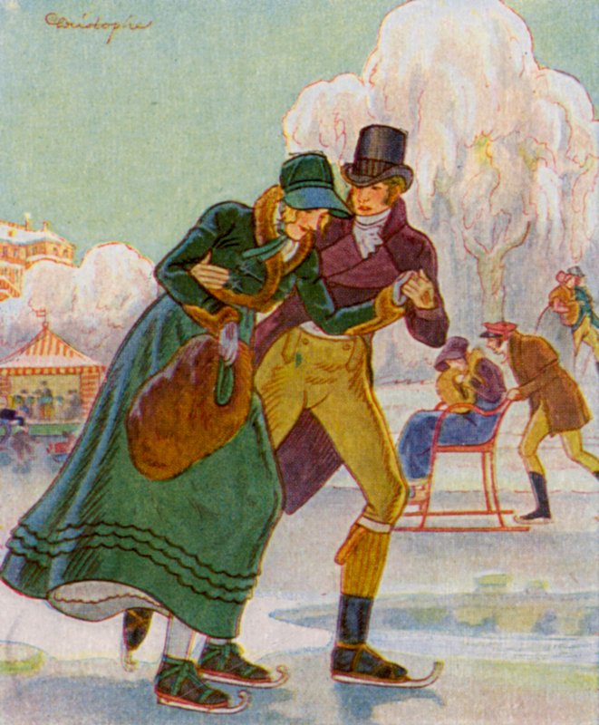 Łyżwiarstwo / Łyżwiarstwo (druk kolorowy) autorstwa Christophe (1856 1945)