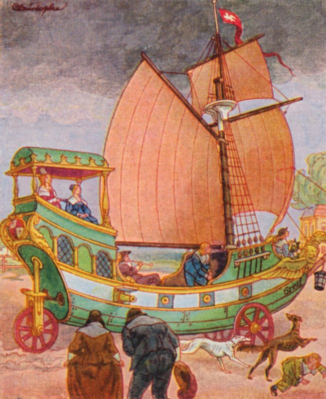 Segelwagen / Żaglówka (kolorowa litografia) autorstwa Christophe (1856 1945)