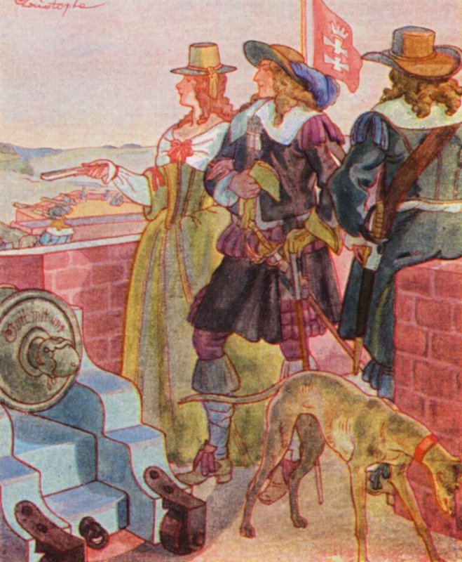 Spaziergang Auf Den Festungswallen / Spacer po wałach (kolorowa litografia) autorstwa Christophe (1856 1945)