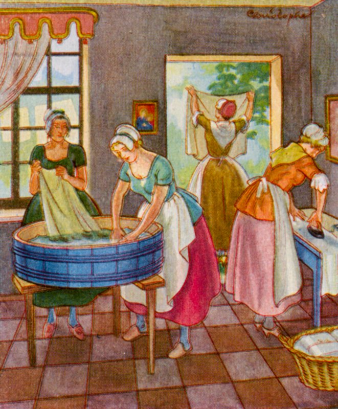 Wascherin Und Platterin / Praczka i półmisek (kolorowa litografia) autorstwa Christophe (1856 1945)