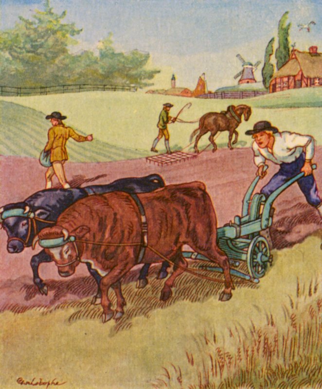 Bauer Am Pflug / Farmer przy pługu (kolorowa litografia) autorstwa Christophe (1856 1945)