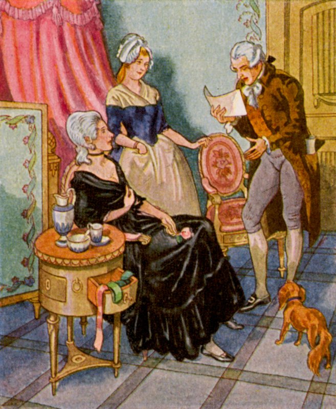 Dichtervorlesung Im Boudoir / Czytanie poezji w buduarze (kolorowa litografia) autorstwa Christophe (1856 1945)