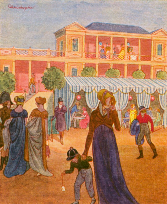 Elegantes Ausflugslokal / Elegancka restauracja wycieczkowa (kolorowa litografia) autorstwa Christophe (1856 1945)