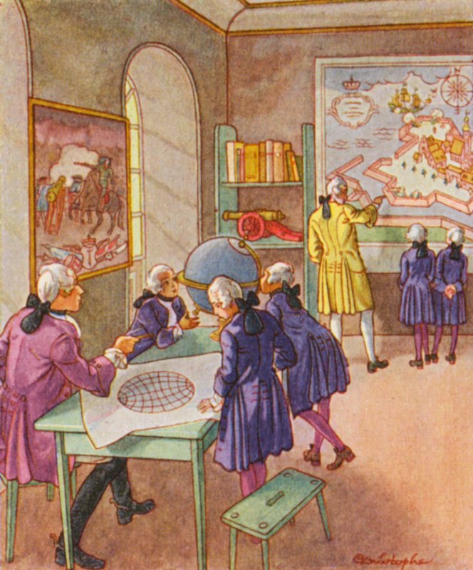 Kriegsschule / Szkoła Wojenna (kolorowa litografia) autorstwa Christophe (1856 1945)
