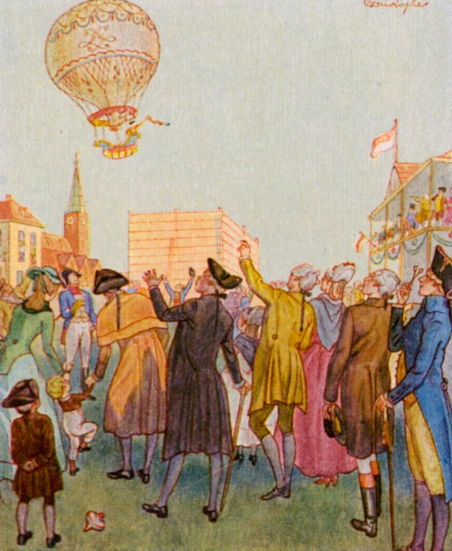 Luftballon / Balon (kolorowa litografia) autorstwa Christophe (1856 1945)