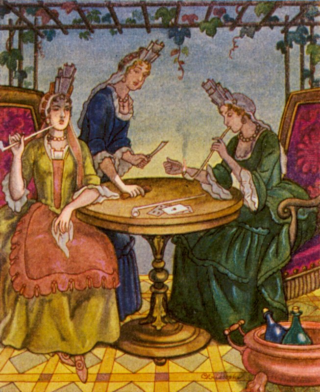 Raucherinnen / Palacze (kolorowa litografia) autorstwa Christophe (1856 1945)